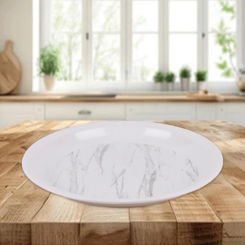 تباسي ميلامين رخامي مدور كبير