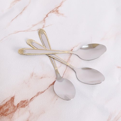 ملاعق حلا استيل ذهبي فضي 6ح