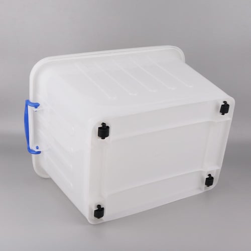 صندوق 130L بلاستيك ابيض مع غطا يد ازرق مقاس75*55*4...