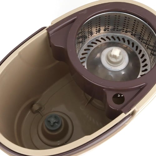 ممسحة ارضيات دوارة مع حوض للماء بعجلات لون بيج