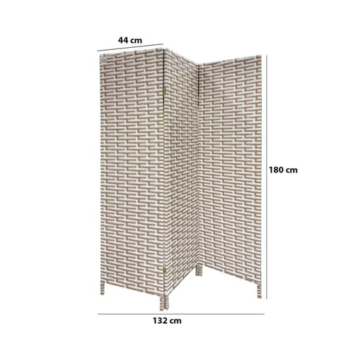 بارتشن قماش 3 دلفة ابيض بني