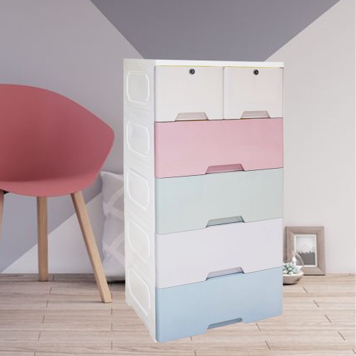 ادرج تخزين، 5 ادرج بلاستيك لون ابيض/ملون 109 × 56...