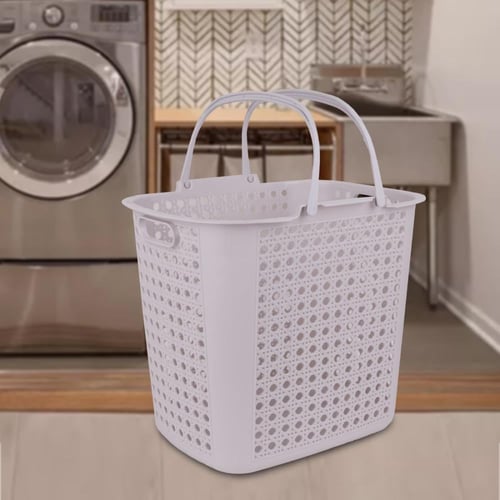 سلة ملابس مع مسكة يد لون بيج مقاس 42*32*38