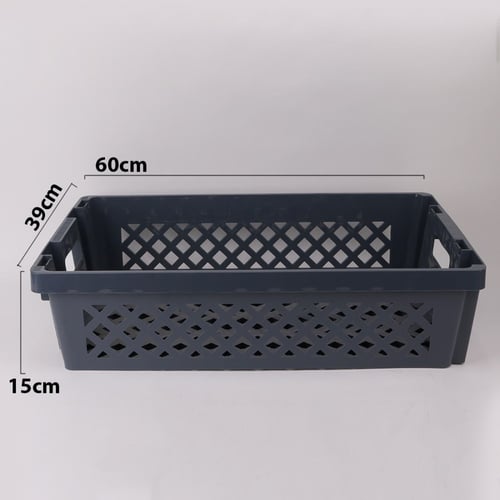 سلة تخزين بلاستيك مستطيل رصاصي متعدد الاستخدام