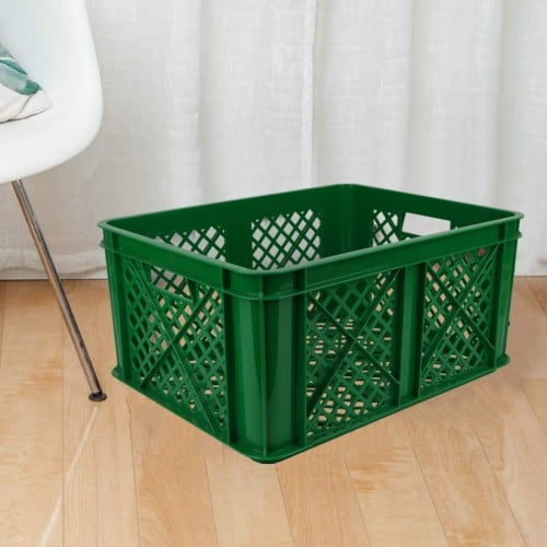 سلة تخزين بلاستيك مستطيل عميقة اخضر متعدد الاستخدا...