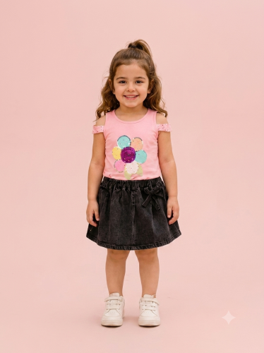 إشراقة الصيف: طقم بناتي أنيق ببلوزة وردية من السنج...