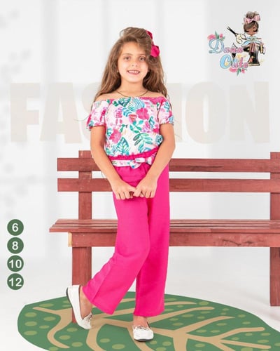 طقم خروج بناتي بنطلون كتان