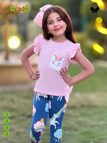 ترنج بناتي قطني باللون البينك وليجن بطباعه اليونيك...