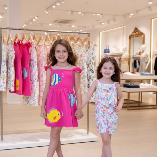 فستان قطن فوشيا بطباعة ضد البهتان او التقشير + سال...