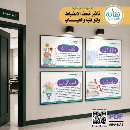 تصميم نشرات /بوسترات تأثير ضعف المواظبة والغياب عل...