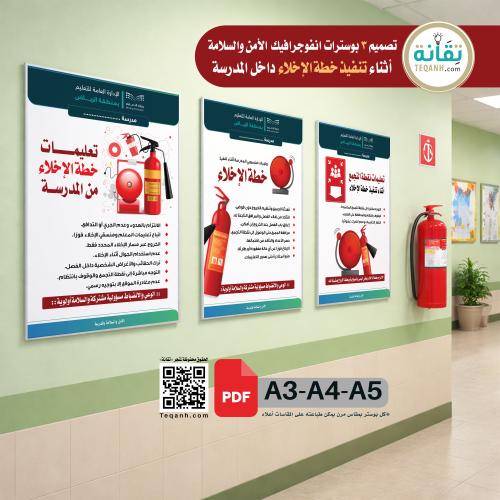 تصميم 3 بوسترات انفوجرافيك الأمن والسلامة أثناء خط...