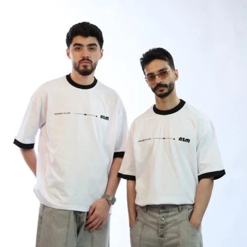 تيشيرت عزم ابيض اوفر سايز