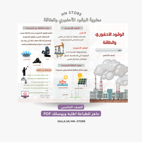 مطوية الوقود الأحفوري والطاقة للصف الخامس PDF