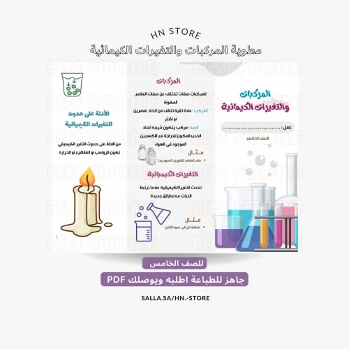مطوية المركبات والتغيرات الكيمائية للصف الخامس PDF
