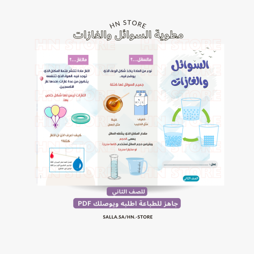 مطوية السوائل والغازات للصف الثاني PDF
