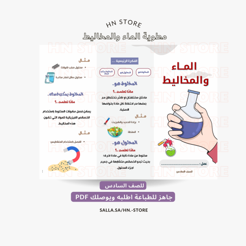 مطوية الماء والمخاليط للصف السادس PDF