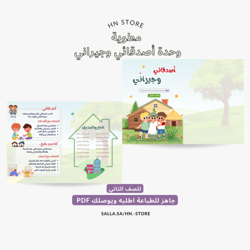 مطوية وحدة أصدقائي وجيراني للصف الثاني PDF