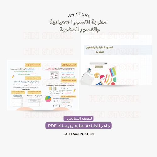 مطوية الكسور الاعتيادية والكسور العشرية للصف السا...