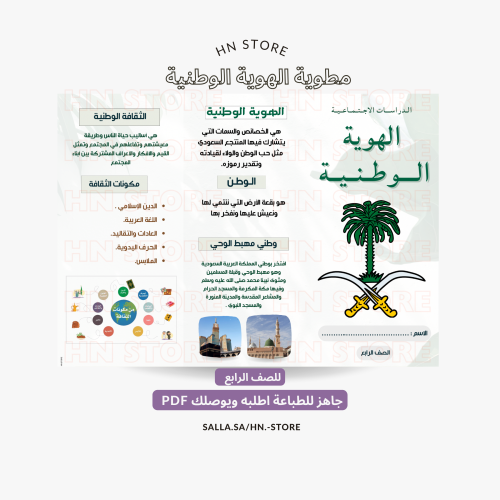 مطوية الهوية الوطنية للصف الرابع PDF