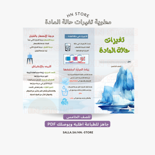 مطوية تغيرات حالة الماده للصف الخامس PDF