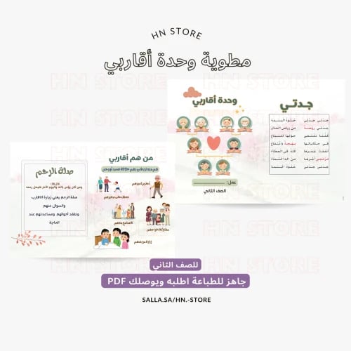 مطوية وحدة أقاربي نـ (٢) للصف الثاني PDF