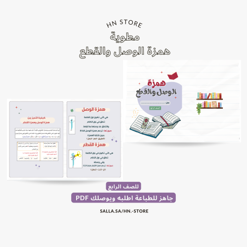 مطوية همزة الوصل والقطع للصف الرابع PDF