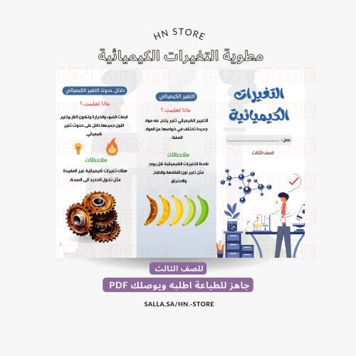 مطوية التغيرات الكيميائية للصف الثالث PDF