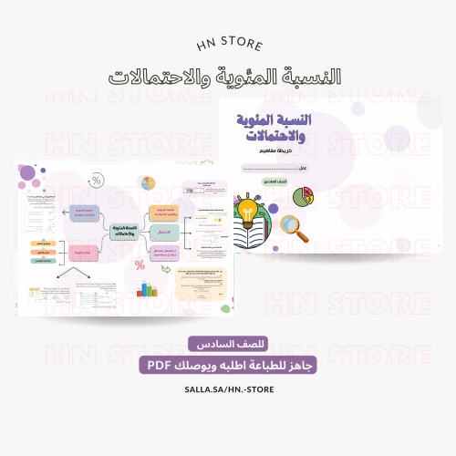 النسبة المئوية والاحتمالات للصف السادس PDF