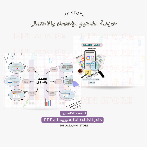 خريطة مفاهيم الاحصاء والاحتمال للصف الخامس PDF
