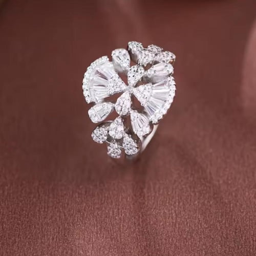 طقم فضة عيار 925 تصميم الألماس مكون من خمس قطع