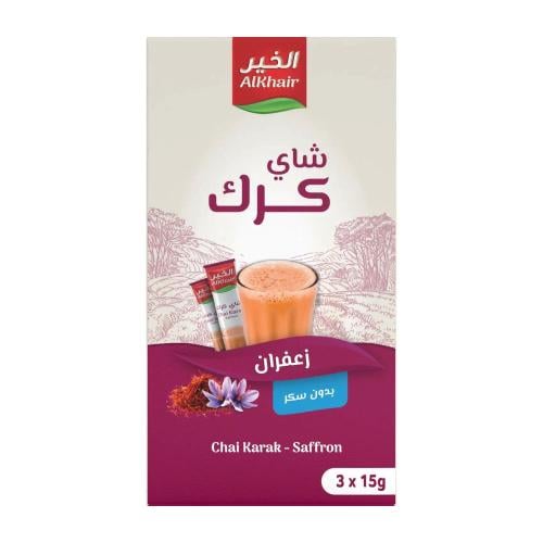 الخير شاي كرك بالزعفران بدون سكر – 3 اظرف × 15 جرا...