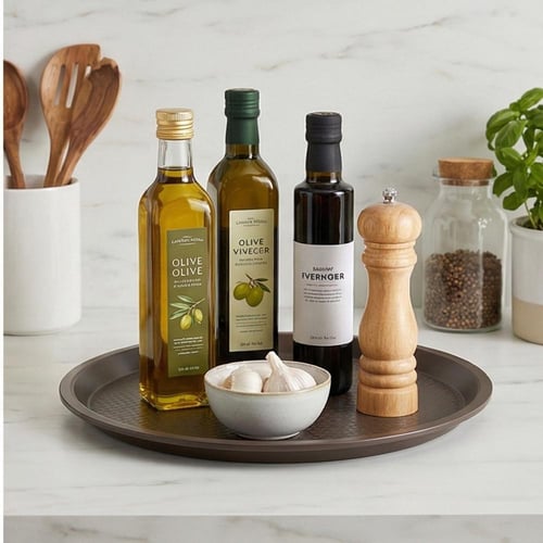 صحن تقديم بلاستيك دائري لون بني - 1- 10355 -AL