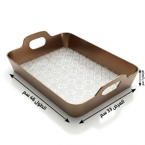 صحن تقديم أكريلك مستطيل لون بني بقاعدة شفاف - AL-1...