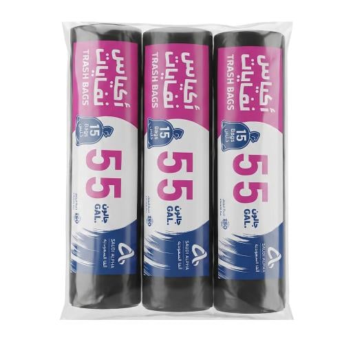 اكياس نفايات 55 جالون | 3 رول | الفاء السعودية