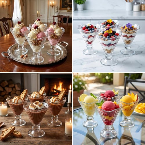 طقم كاسات حلى زجاج – 1 طقم × 6 حبات - XT-G2011-SW