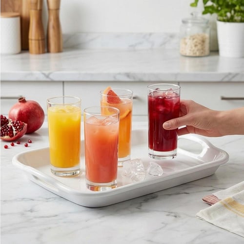 صحن تقديم ميلامين مستطيل أبيض - YL-013018