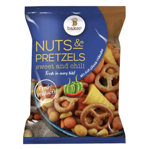 مقرمشات وبرتزل بطعم الحار الحلو من بيكر – 270 جرام