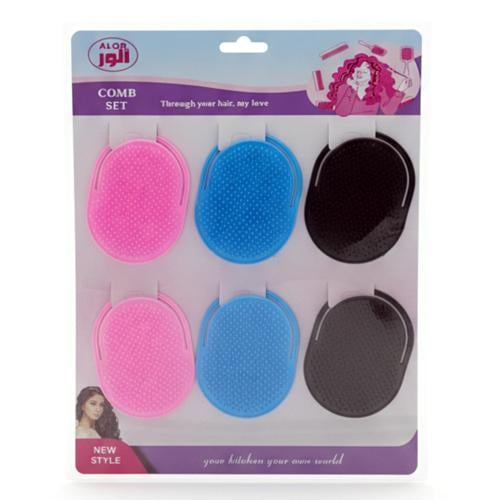 طقم فرشاة شعر بلاستيكية متعددة الالوان من الور - 6...