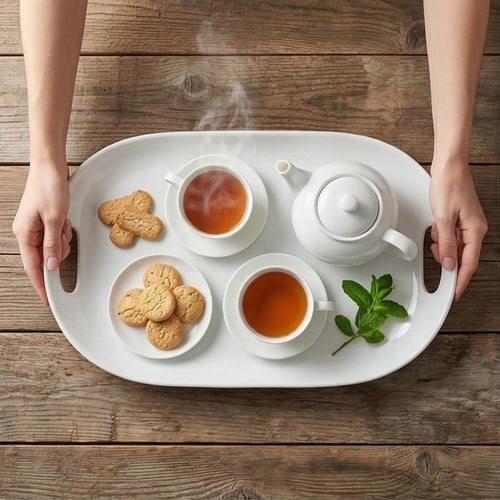 صحن تقديم مستطيل بحواف ناعمة أبيض - YL0121185