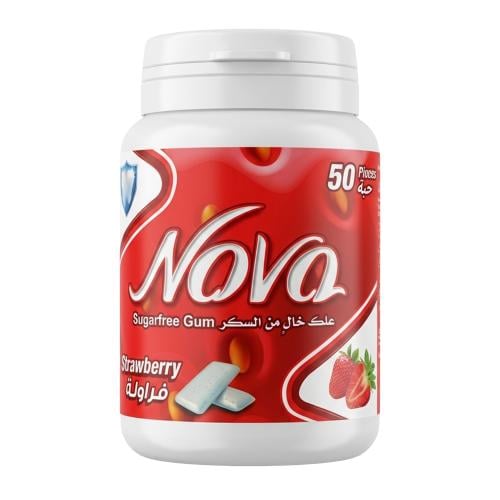 علك بالفراولة خالي من السكر من نوفا – 1 عبوة × 50...
