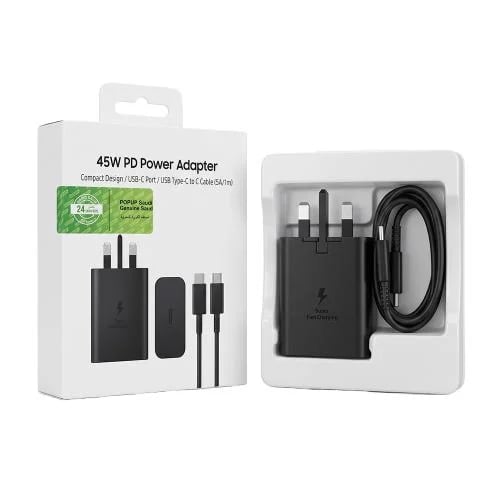 شاحن سريع بمنفذين USB‑C مع كيبل