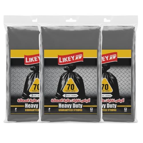 أكياس نفايات عالية السماكة من لايكي 70 جالون - 3 ش...