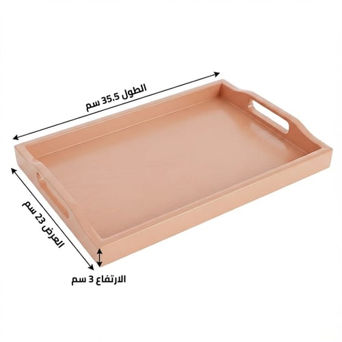 صحن تقديم بلاستيك مستطيل بتصميم خشبي - AL-11745-3