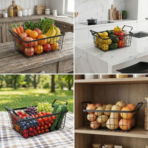 سلة فواكه معدنية بشكل مستطيل - AL-10477