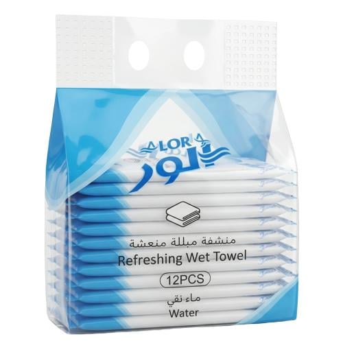 منشفة مبللة منعشة ماء نقي من ألور – 1 كيس × 12 حبة