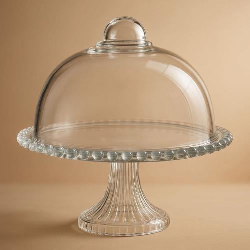 حامل كيك زجاجي مع غطاء فاخر - AL-10844