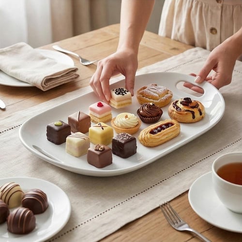 صحن تقديم مستطيل بحواف ناعمة أبيض - YL0121185