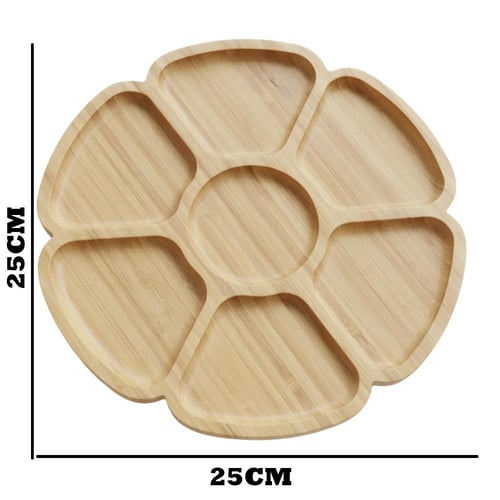 صحن تقديم خشبي دائري مقسم - AL-6299