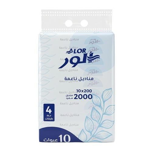 الور مناديل وجه ناعمة – 10 شدات × 200 منديل مفرد