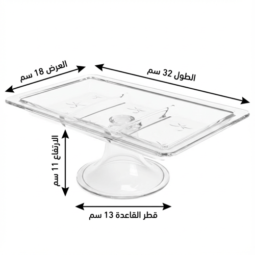 صحن تقديم زجاجي مستطيل بقاعدة - WS 541